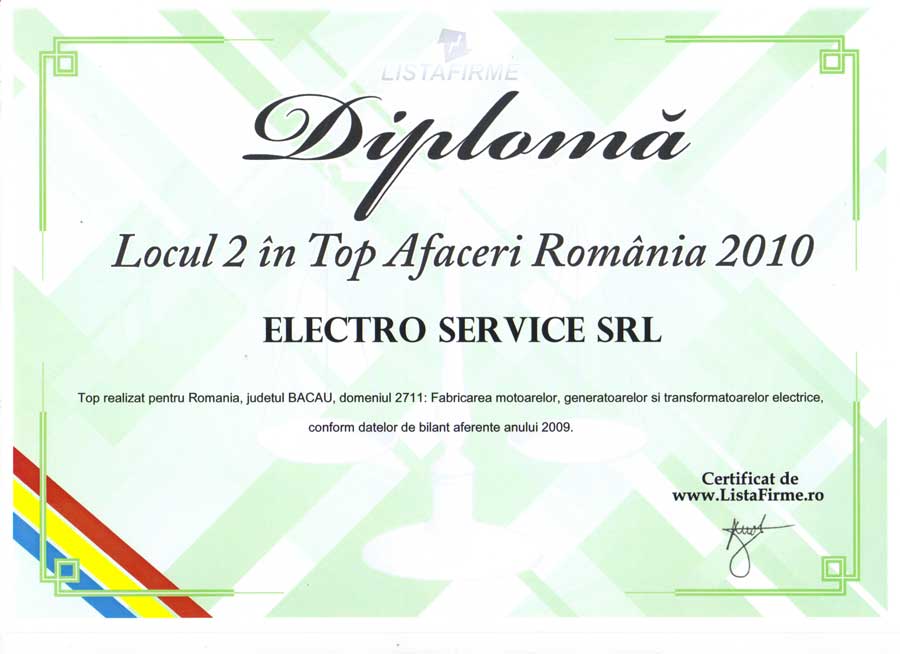 Diploma Top Afaceri 2010